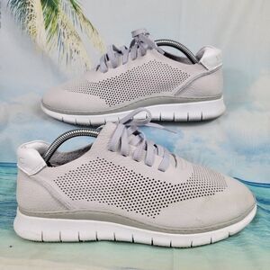 Vionic Joey Gray Leather‎ Perforated Comfort Shoes Sneakers Womens 8.5 Wide